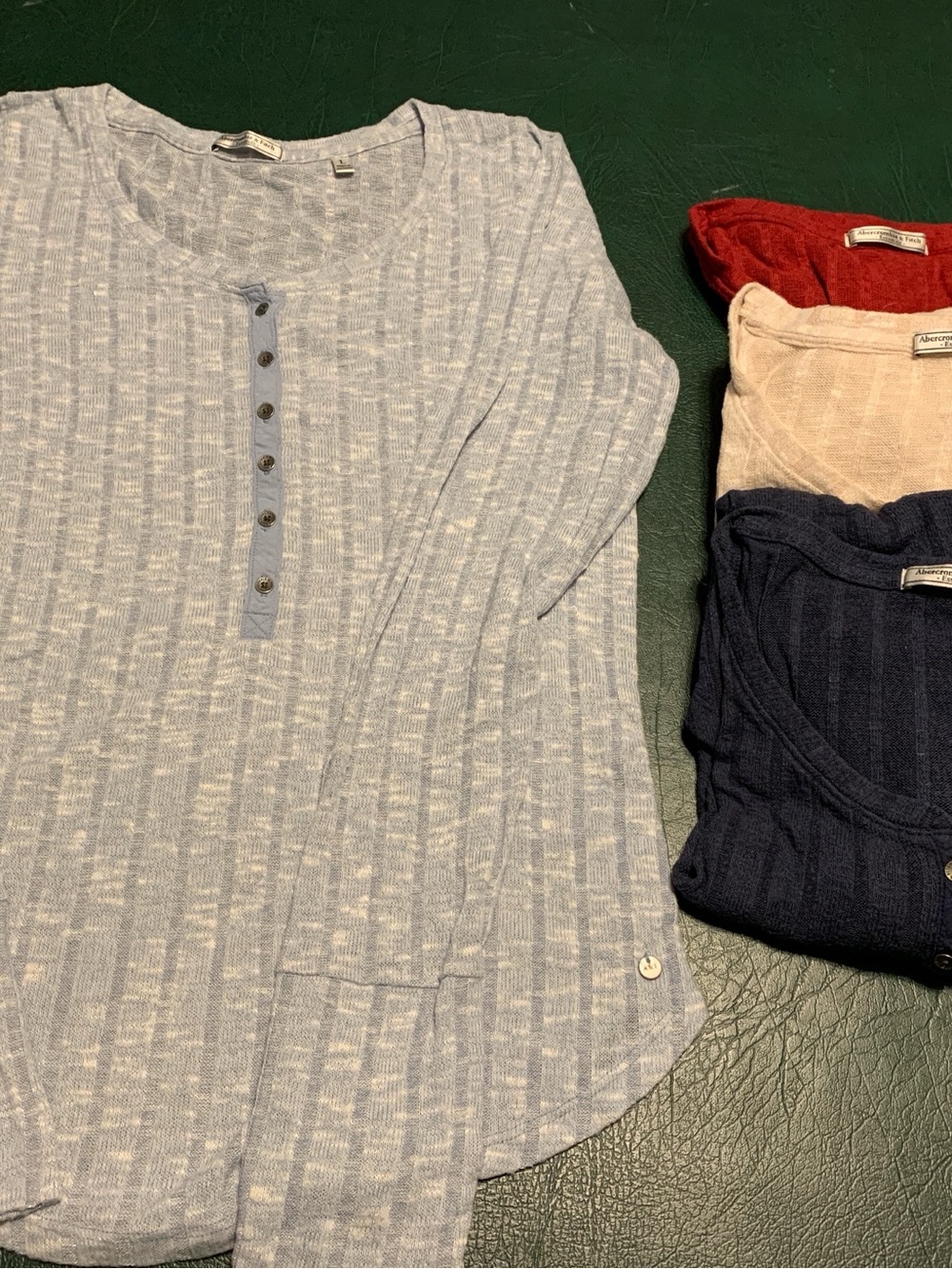 Lot 4-Abercrombie & Fitch Lightweight Ribbed Henley Long-Sleeve Top